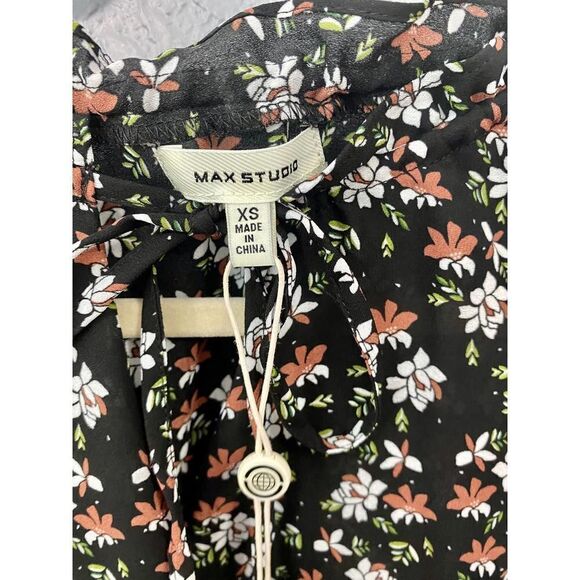 Max Studio Black Floral Dress Blouse - Picture 4 of 9